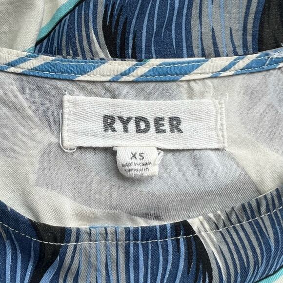 ANTHROPOLOGIE RYDER BLUE FEATHER PRINT CROPPED T SHIRT XS - Picture 6 of 7